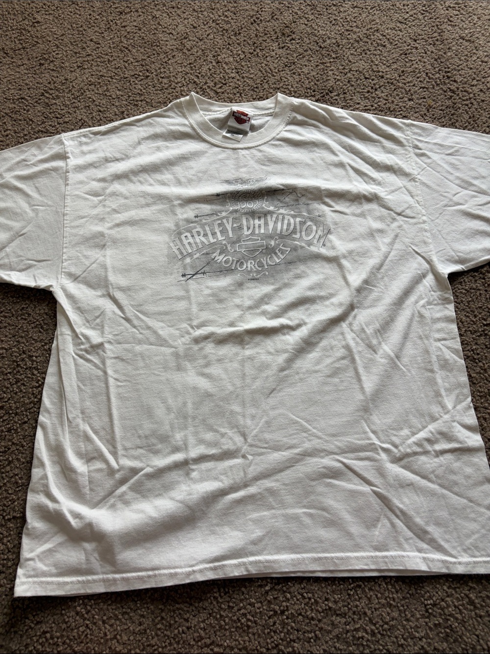 B54 Men’s XXL 2008 Y2K Harley-Davidson White Short Sleeve Logo Tee